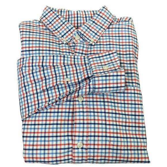 Vineyard Vines Classic Fit Orange Grove Cooper Button-Down Shirt Blue Red Check - Picture 1 of 12
